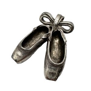 Vintage Sterling Silver Ballet Pointe Shoes Pendant Large 15g 1.25 Inch